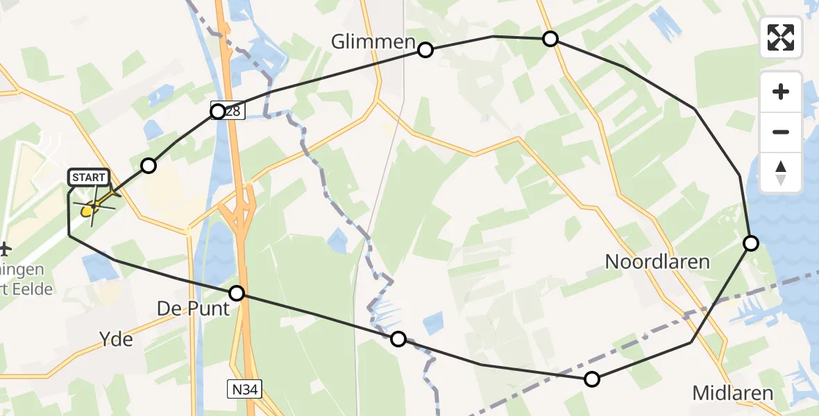 Routekaart van de vlucht: Lifeliner 4 naar Groningen Airport Eelde, Vissersweg