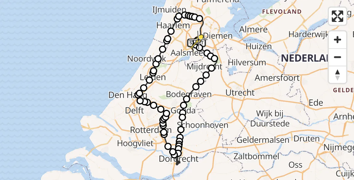 Routekaart van de vlucht: Politiehelikopter naar Schiphol, Westerkimweg