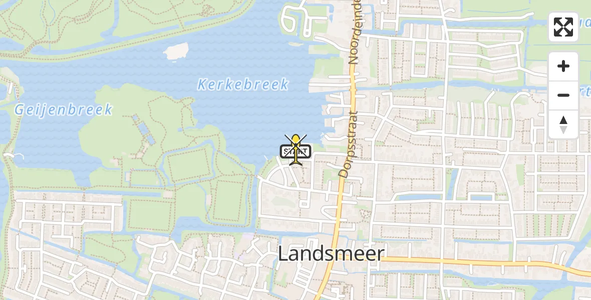 Routekaart van de vlucht: Lifeliner 1 naar Landsmeer, Breekoever (Noordblok, fase 3)