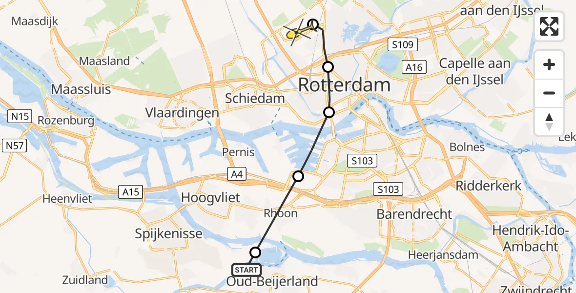 Routekaart van de vlucht: Lifeliner 2 naar Rotterdam The Hague Airport, Berenplaat