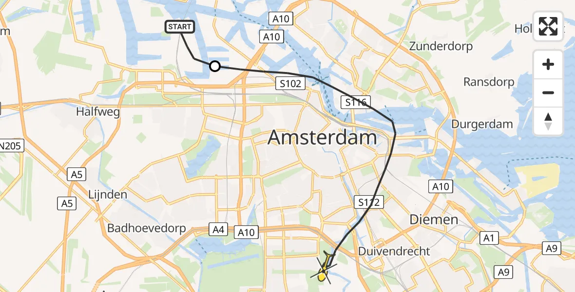 Routekaart van de vlucht: Lifeliner 1 naar Amsterdam, Maltaweg