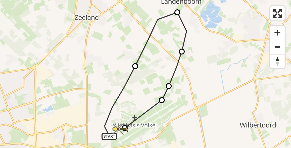 Routekaart van de vlucht: Lifeliner 3 naar Vliegbasis Volkel, Zeelandsedijk