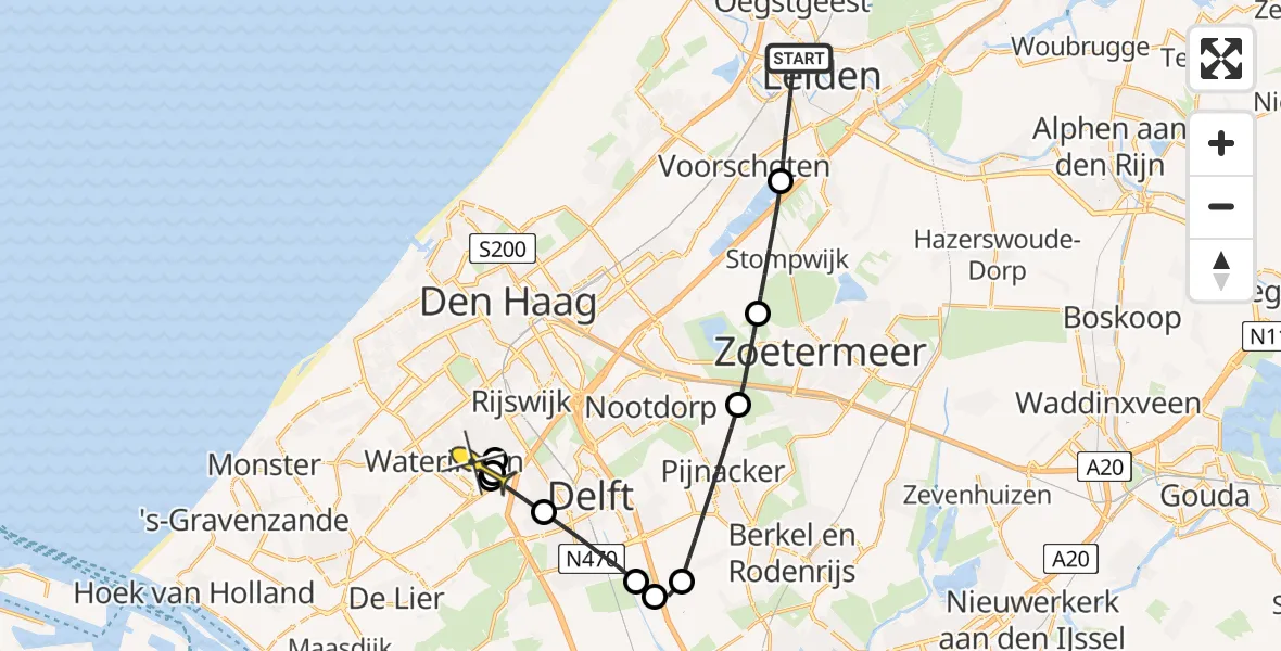 Routekaart van de vlucht: Lifeliner 2 naar Den Haag, Haagweg