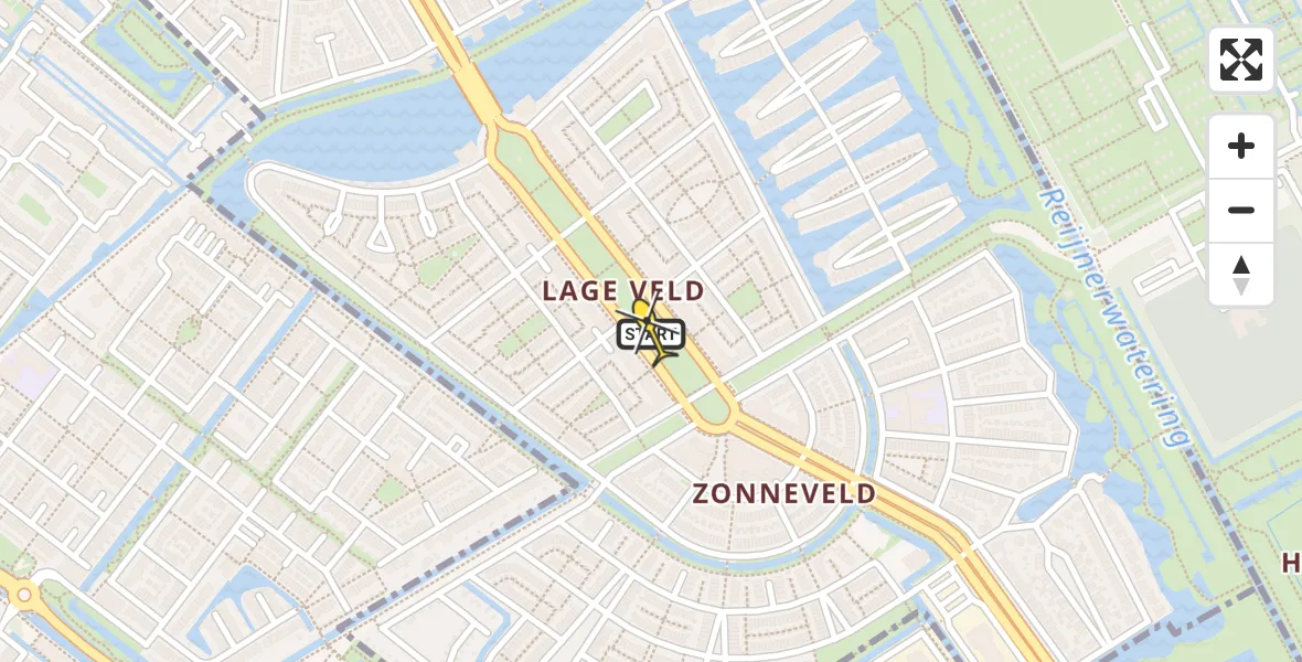 Routekaart van de vlucht: Lifeliner 2 naar Den Haag, Laan van Wateringse Veld