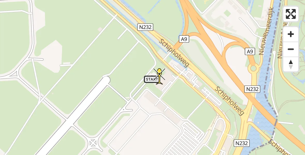 Vluchtroute Politiehelikopter van Schiphol naar Schiphol