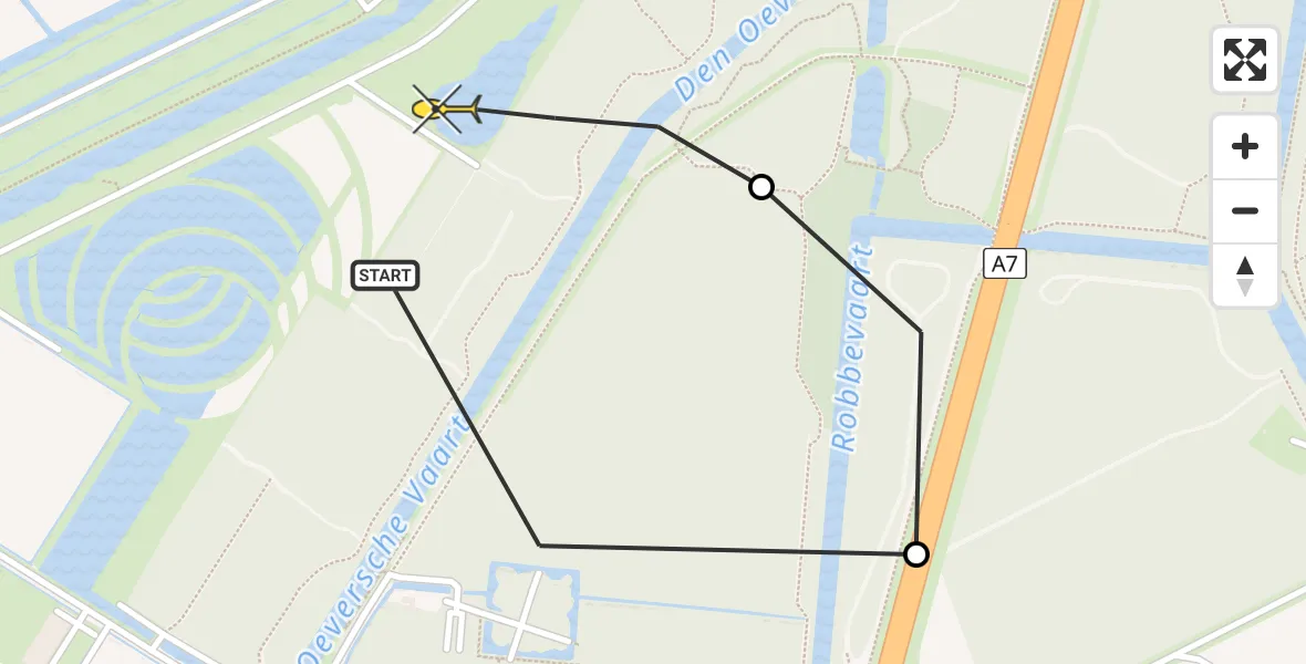 Routekaart van de vlucht: Kustwachthelikopter naar Slootdorp, Friescheweg