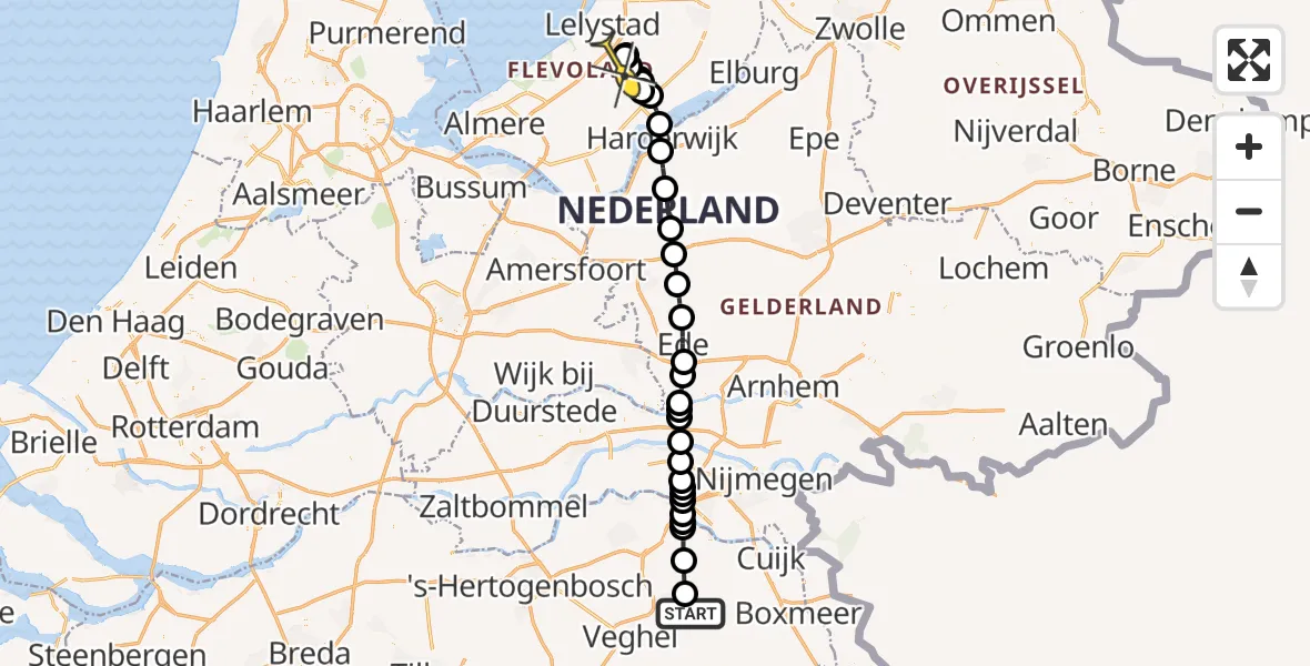 Routekaart van de vlucht: Lifeliner 3 naar Lelystad Airport, Emoeweg
