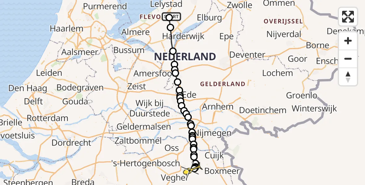 Routekaart van de vlucht: Lifeliner 3 naar Vliegbasis Volkel, Talingweg