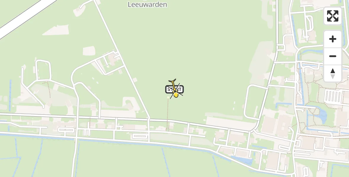 Vluchtroute Ambulancehelikopter van Vliegbasis Leeuwarden naar Vliegbasis Leeuwarden