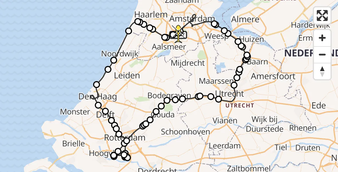 Routekaart van de vlucht: Politieheli naar Schiphol, Loevesteinse Randweg