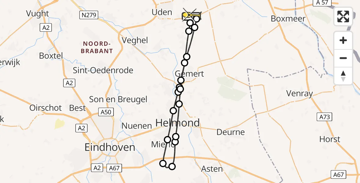 Routekaart van de vlucht: Lifeliner 3 naar Vliegbasis Volkel, Vogelstraat