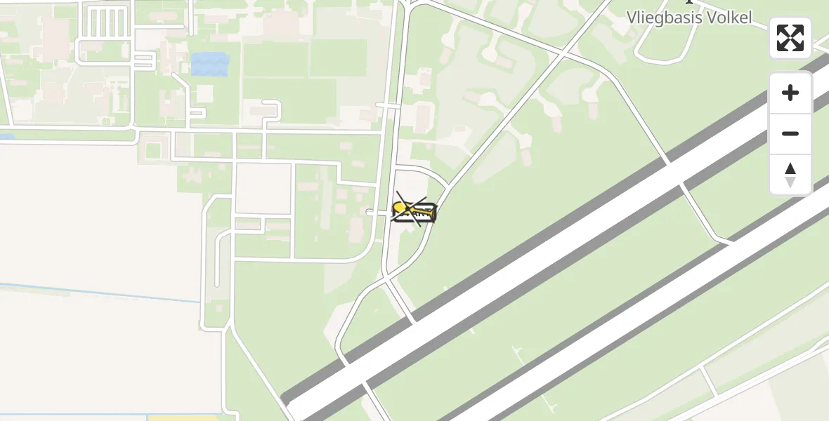 Routekaart van de vlucht: Politieheli naar Vliegbasis Volkel, Zeelandsedijk