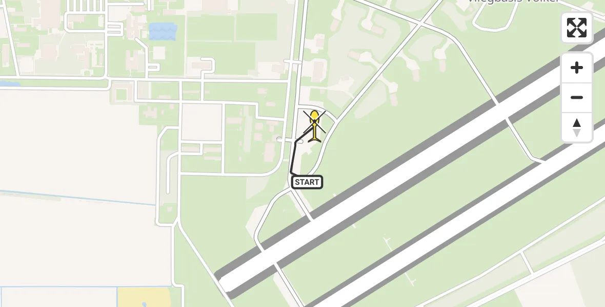 Routekaart van de vlucht: Politieheli naar Vliegbasis Volkel, Zeelandsedijk