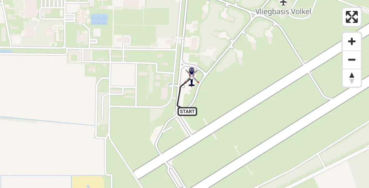 Vluchtroute Politiehelikopter van Vliegbasis Volkel naar Vliegbasis Volkel