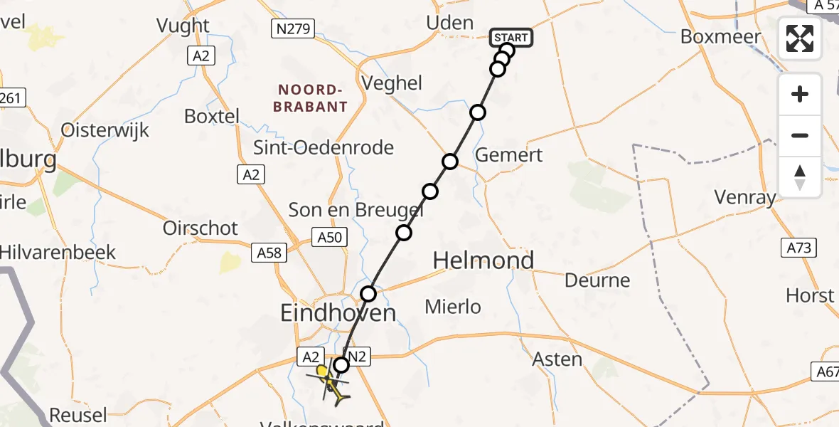 Routekaart van de vlucht: Lifeliner 3 naar Waalre, Oosterheidestraat