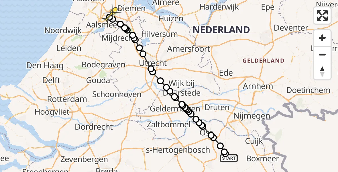 Routekaart van de vlucht: Politieheli naar Schiphol, Zeelandsedijk