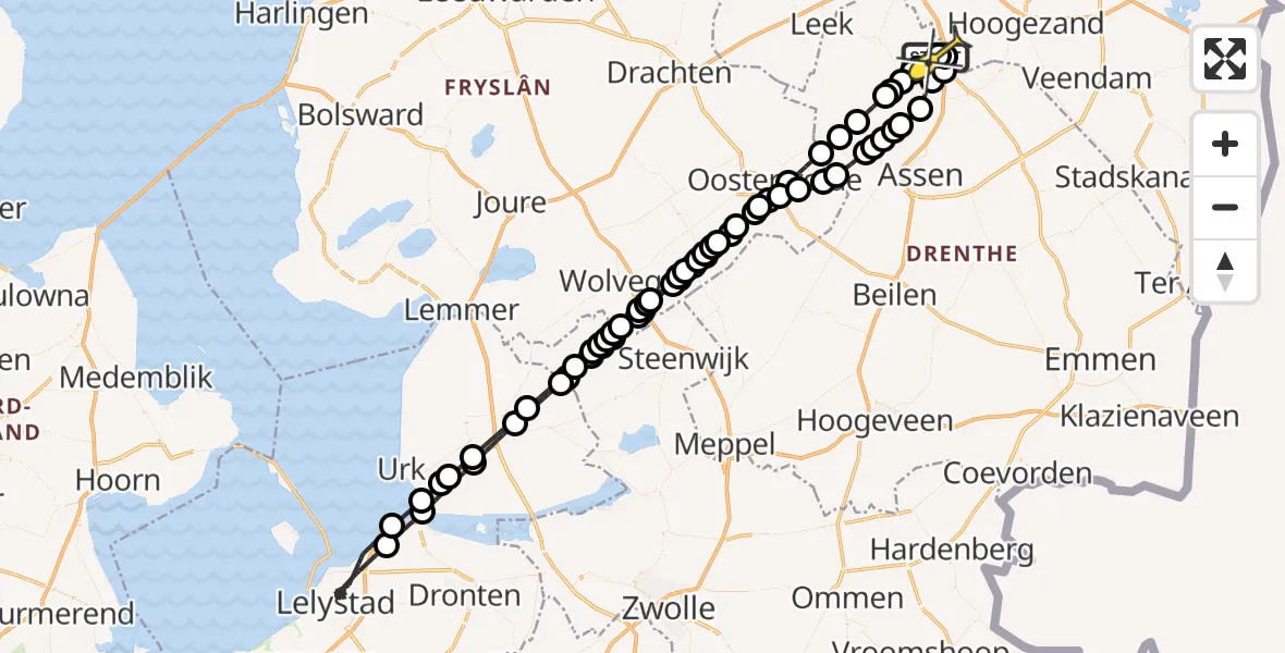 Routekaart van de vlucht: Lifeliner 4 naar Groningen Airport Eelde, Lugtenbergerweg