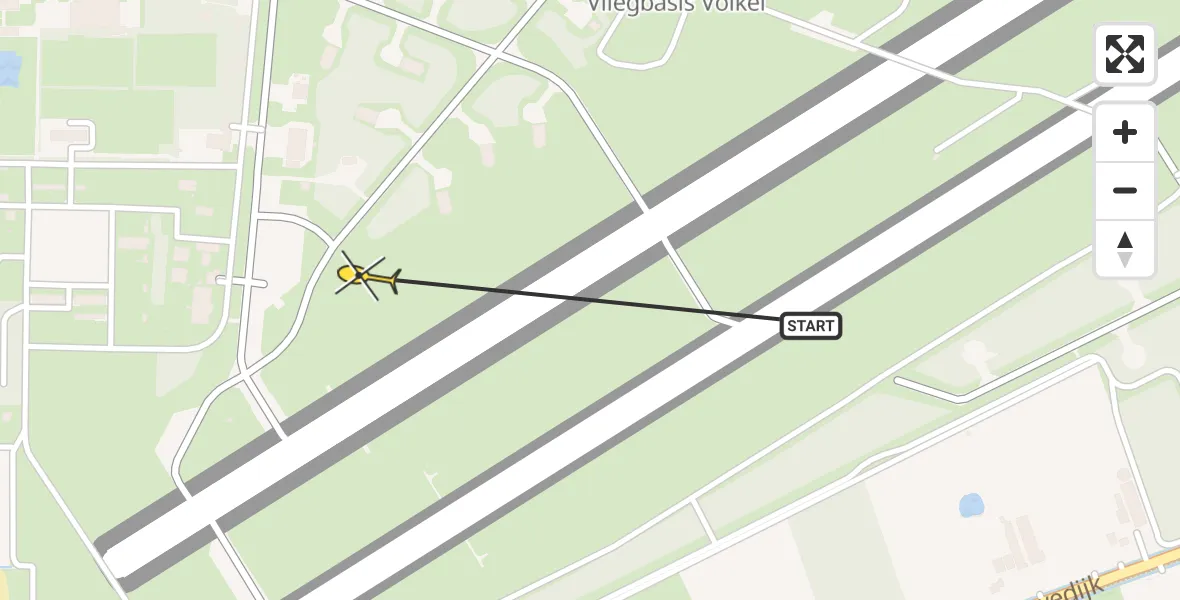 Routekaart van de vlucht: Lifeliner 3 naar Vliegbasis Volkel, Zeelandsedijk