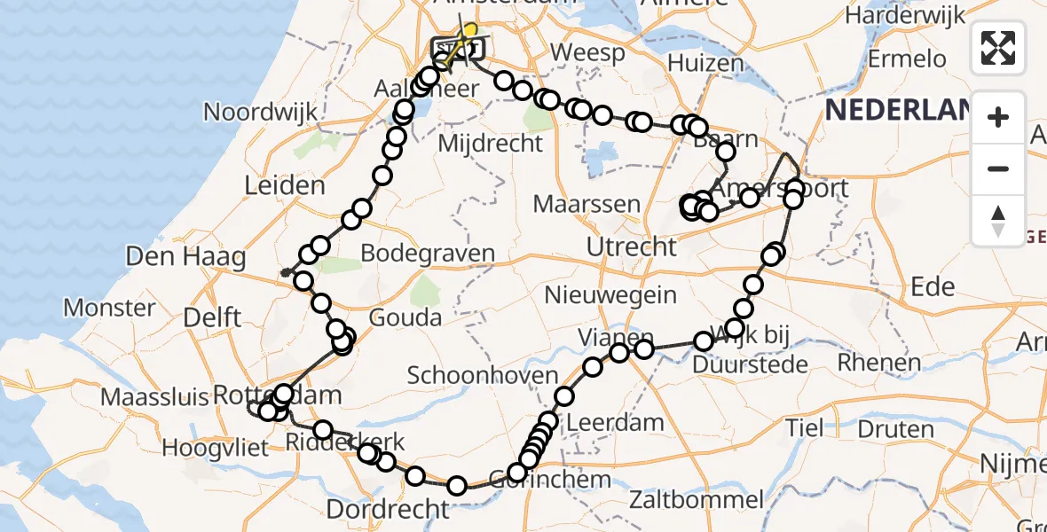 Routekaart van de vlucht: Politieheli naar Schiphol, Schipholweg