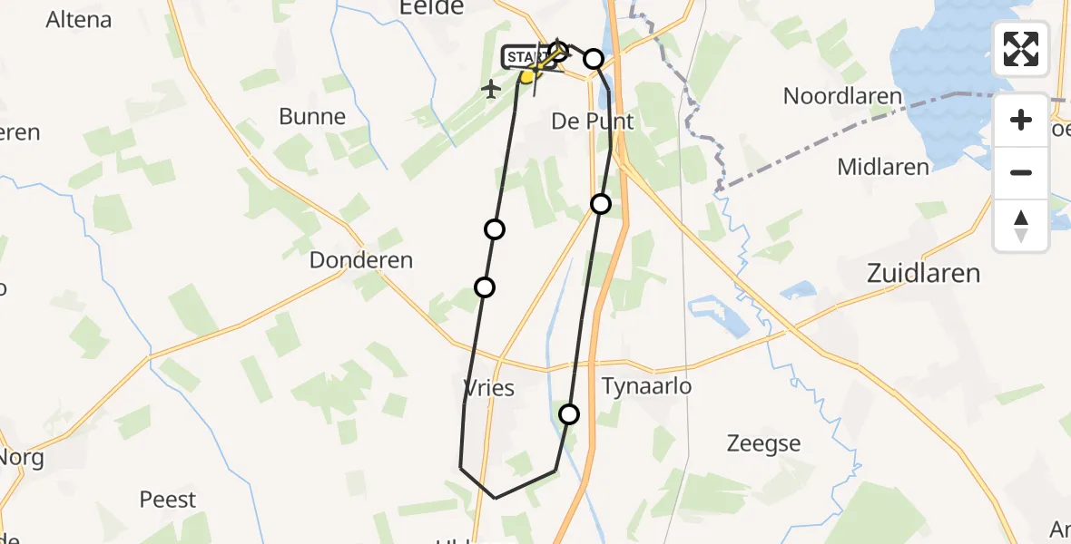 Routekaart van de vlucht: Lifeliner 4 naar Groningen Airport Eelde, Norgerweg