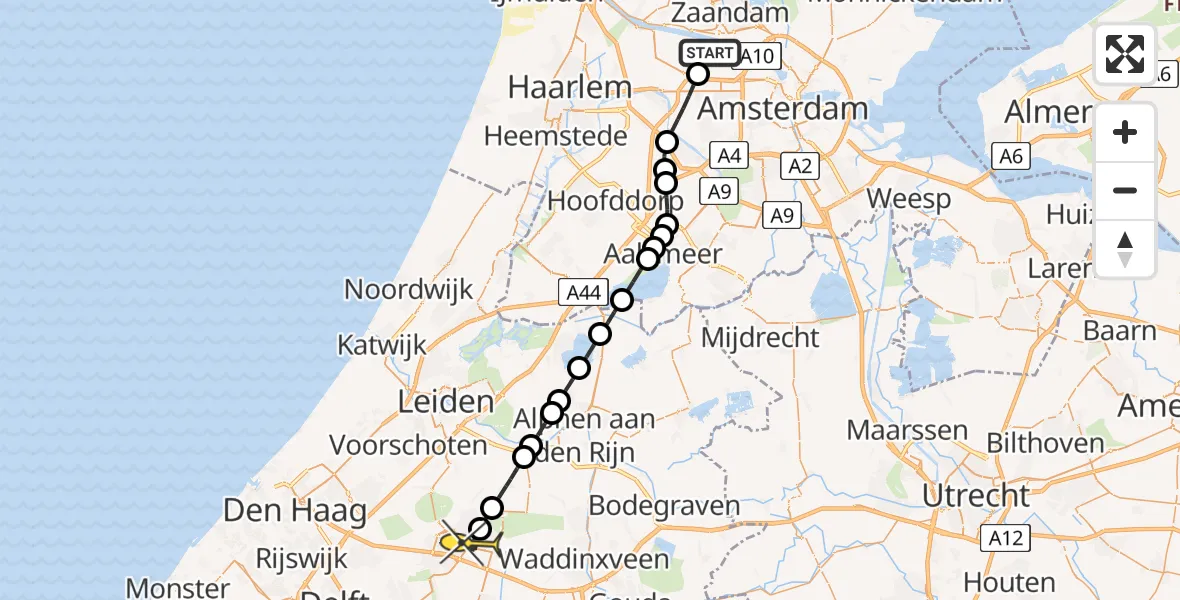 Routekaart van de vlucht: Lifeliner 1 naar Zoetermeer, Westpoort