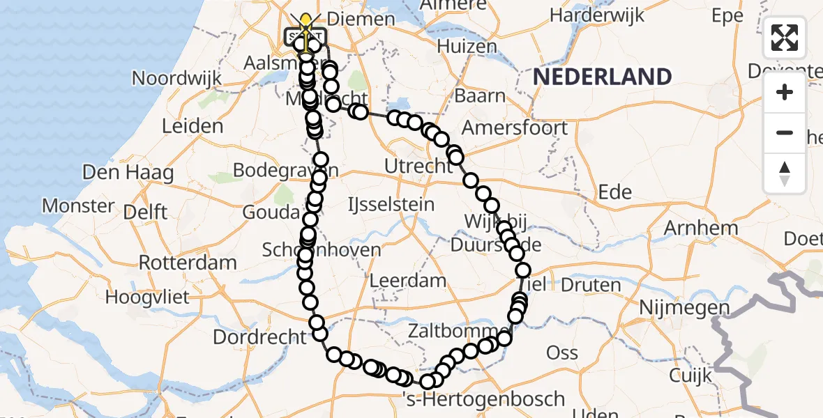 Routekaart van de vlucht: Politieheli naar Schiphol, Westerkimweg