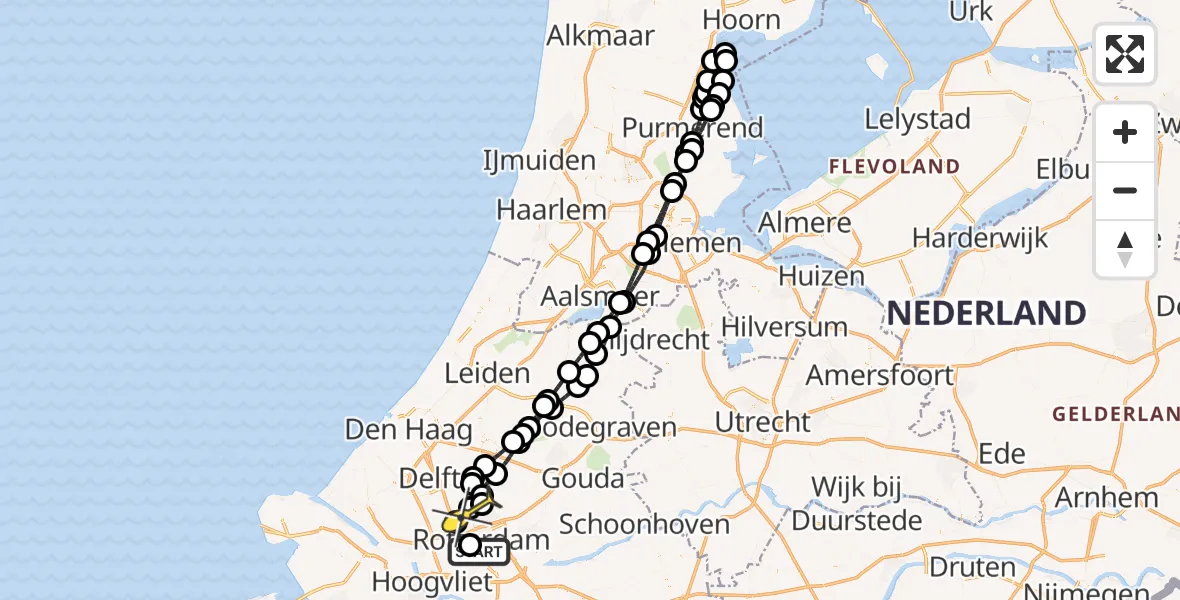 Routekaart van de vlucht: Lifeliner 2 naar Rotterdam The Hague Airport, Nieuwe Binnenweg