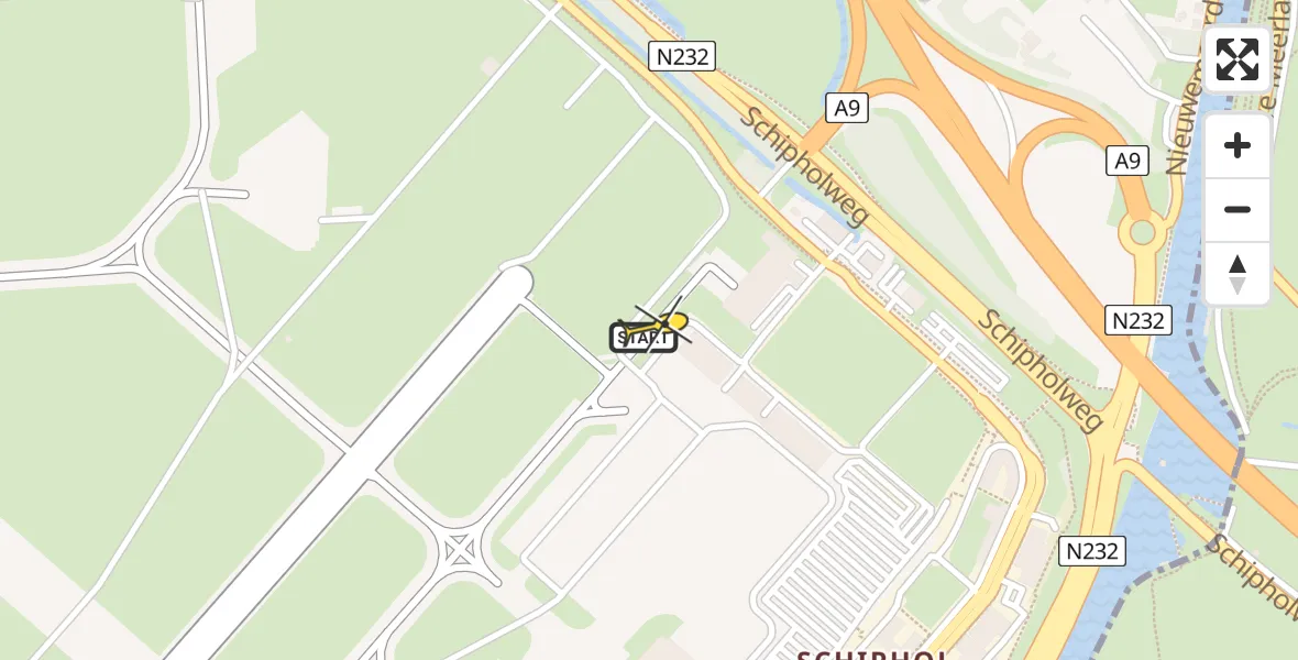 Vluchtroute Politiehelikopter van Schiphol naar Schiphol