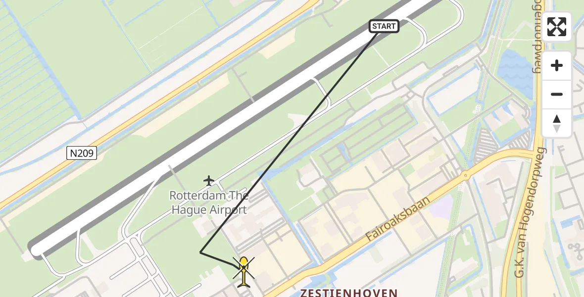 Routekaart van de vlucht: Lifeliner 2 naar Rotterdam The Hague Airport, Brandenburgbaan