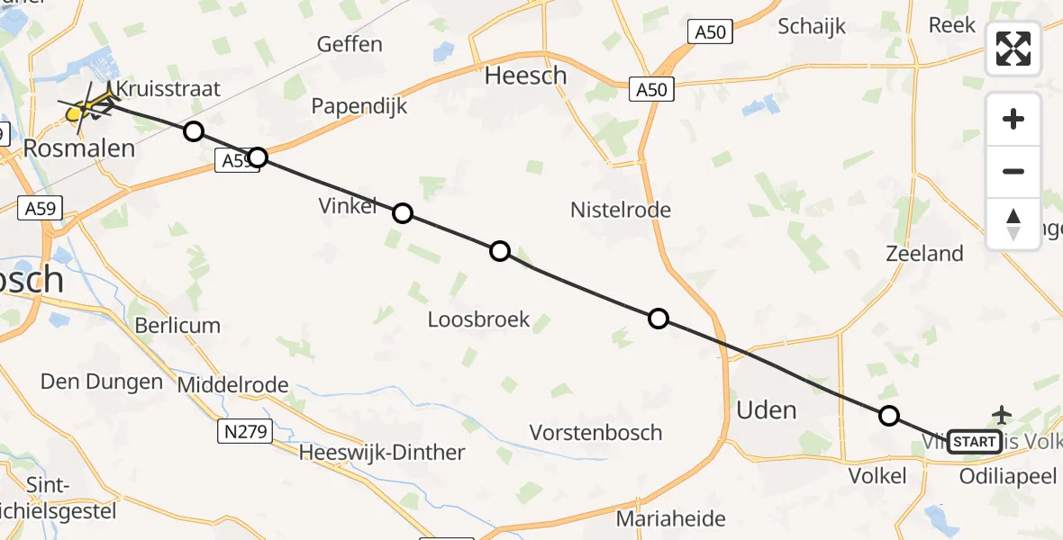 Routekaart van de vlucht: Lifeliner 3 naar Rosmalen, Kromstraat