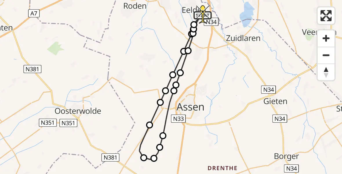 Routekaart van de vlucht: Lifeliner 4 naar Groningen Airport Eelde, Homsteeg