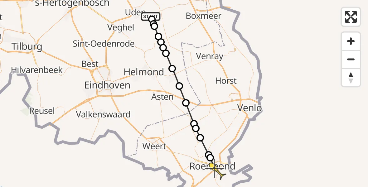 Routekaart van de vlucht: Lifeliner 3 naar Roermond, Oosterheidestraat