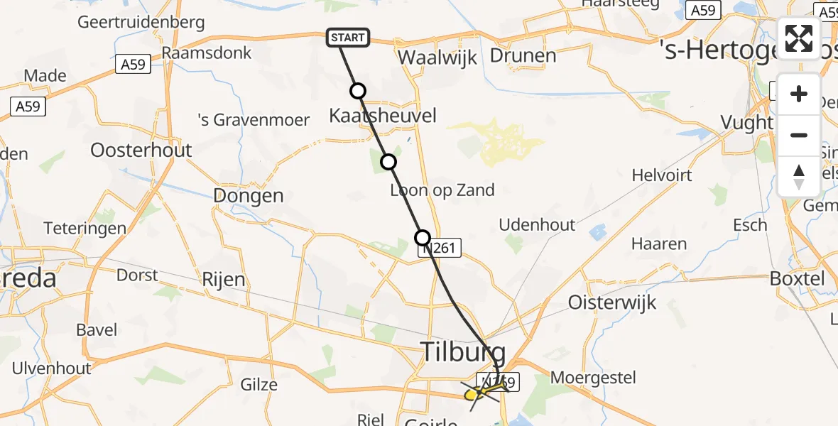 Routekaart van de vlucht: Lifeliner 2 naar Tilburg, Kruisvaart