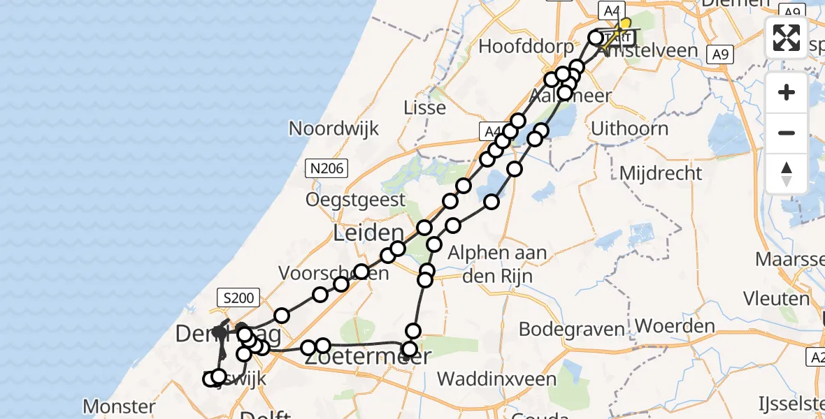 Routekaart van de vlucht: Politieheli naar Schiphol, Thermiekstraat