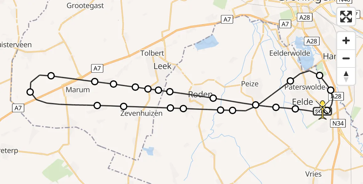 Routekaart van de vlucht: Lifeliner 4 naar Groningen Airport Eelde, Eskampenweg