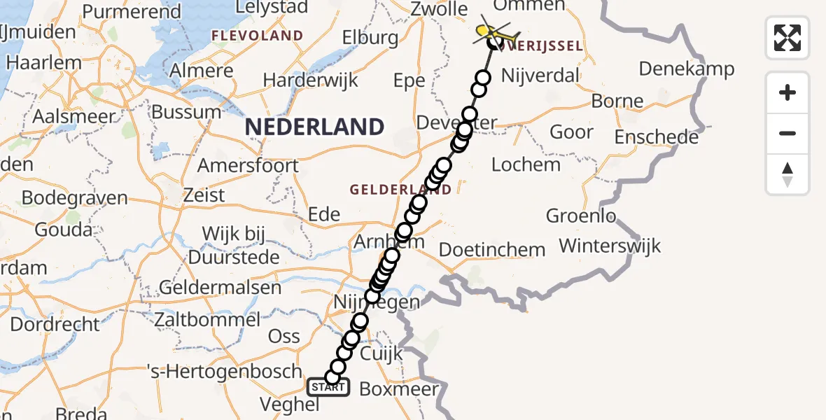 Routekaart van de vlucht: Lifeliner 3 naar Lemelerveld, Houtvennen