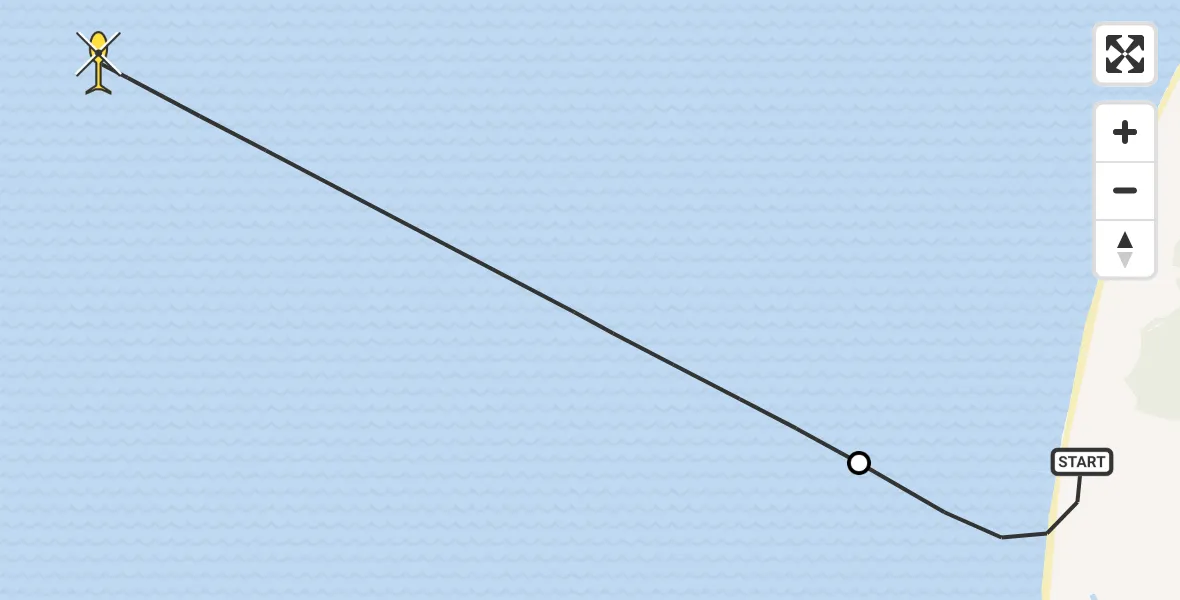 Routekaart van de vlucht: Kustwachthelikopter naar Paal 12