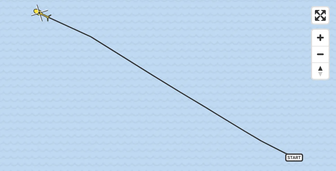 Routekaart van de vlucht: Kustwachthelikopter naar 