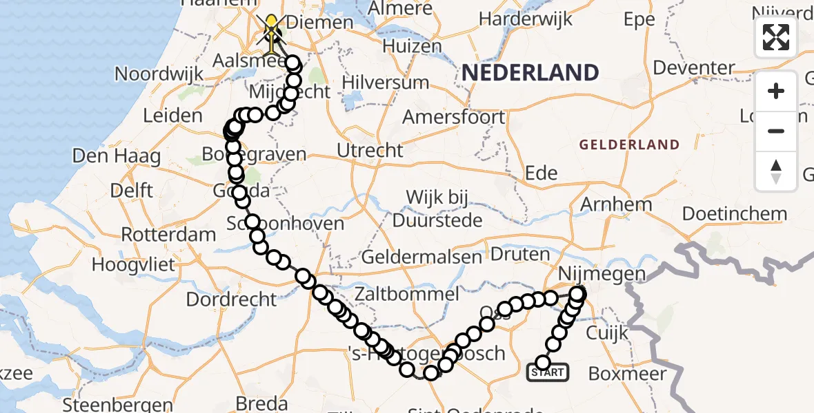 Routekaart van de vlucht: Politieheli naar Schiphol, Manenwolf