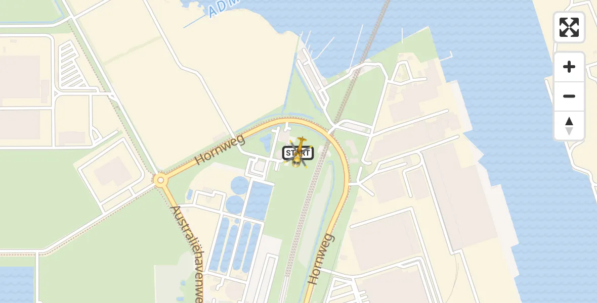 Vluchtroute Traumahelikopter van Amsterdam Heliport naar Amsterdam Heliport