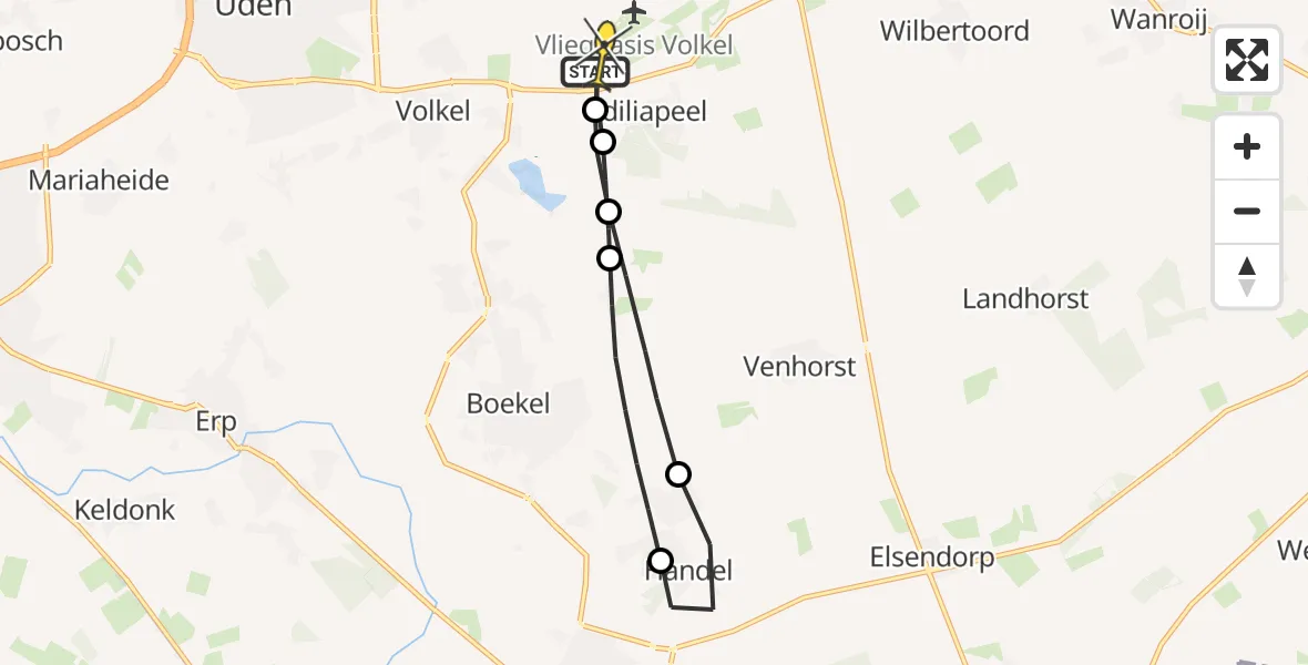 Routekaart van de vlucht: Lifeliner 3 naar Vliegbasis Volkel, Vogelstraat
