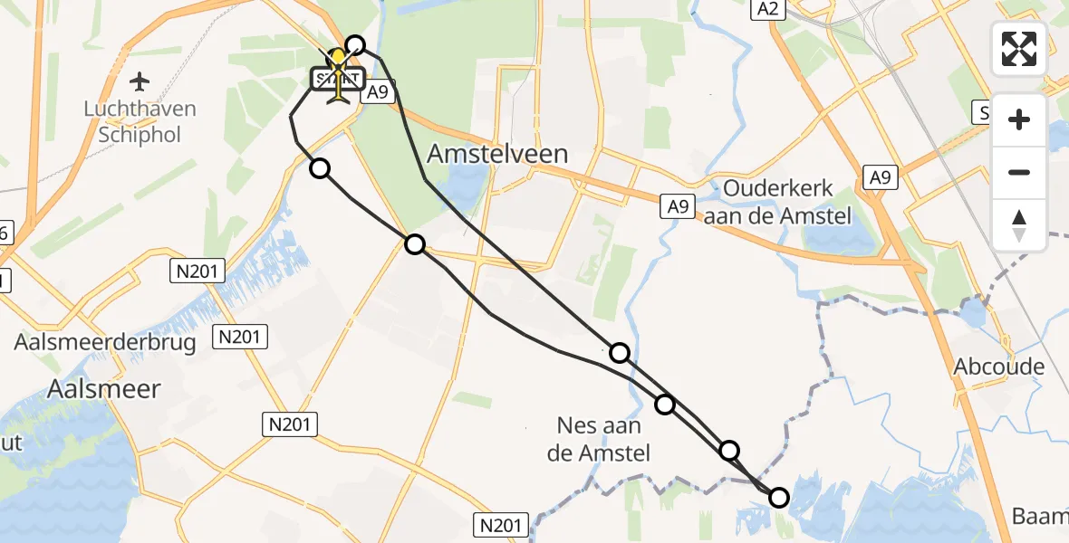 Routekaart van de vlucht: Politieheli naar Schiphol, Thermiekstraat
