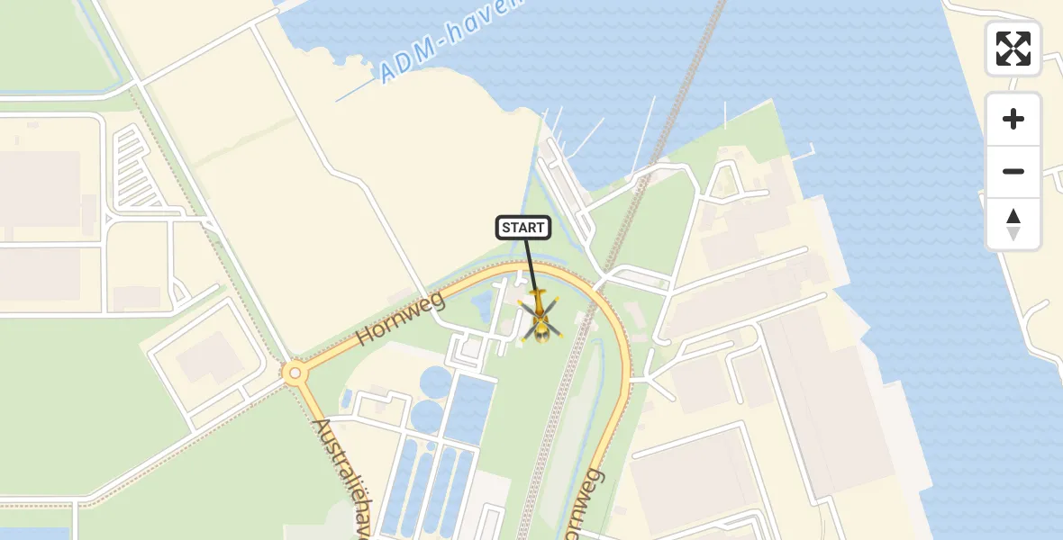 Vluchtroute Traumahelikopter van Amsterdam Heliport naar Amsterdam Heliport