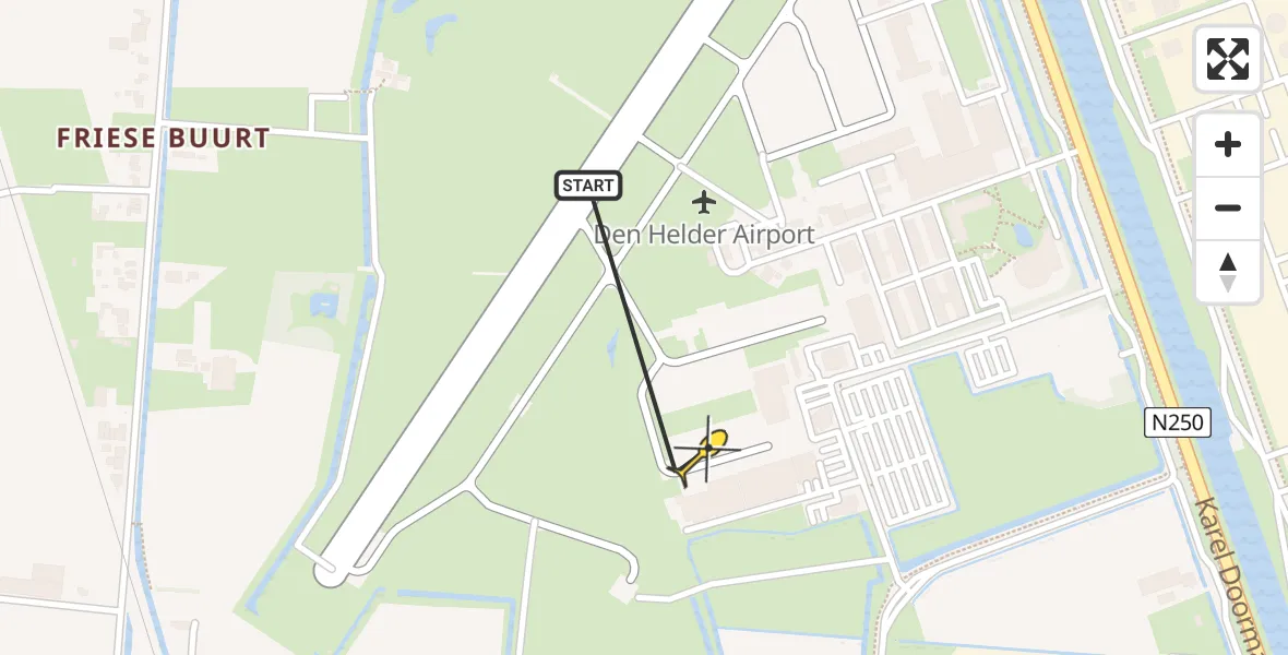 Vluchtroute Kustwachthelikopter van Vliegveld De Kooy naar Vliegveld De Kooy