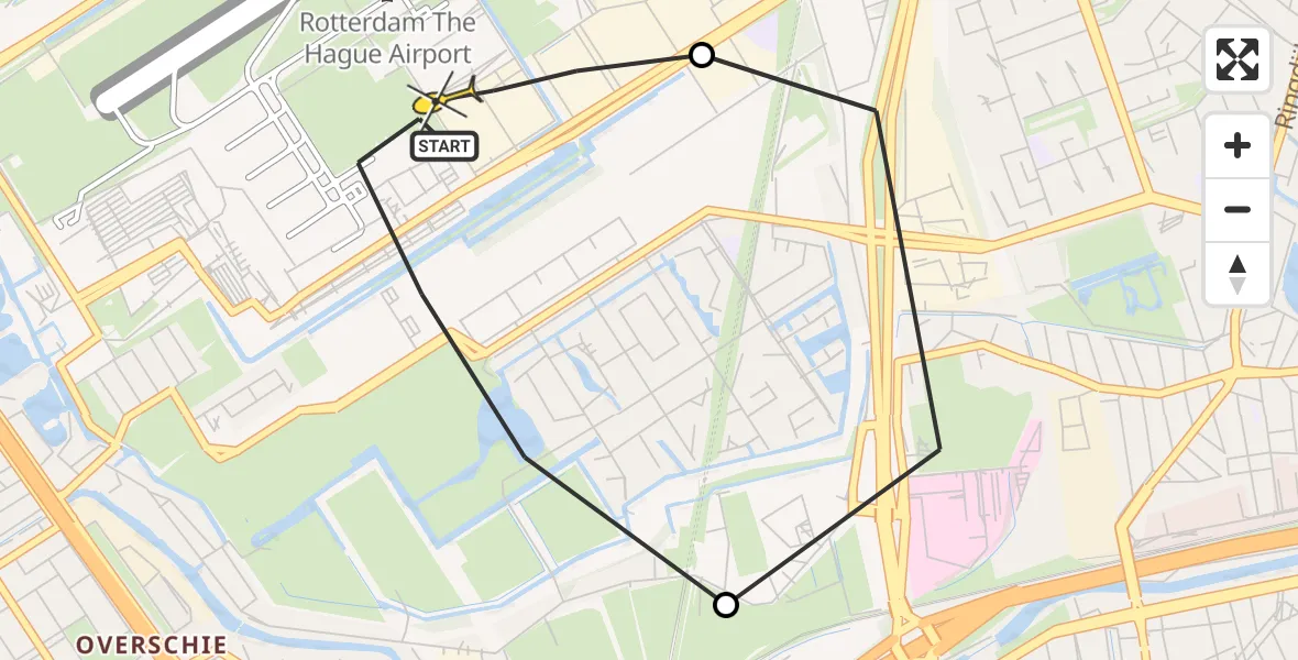 Routekaart van de vlucht: Lifeliner 2 naar Rotterdam The Hague Airport, Beekweg
