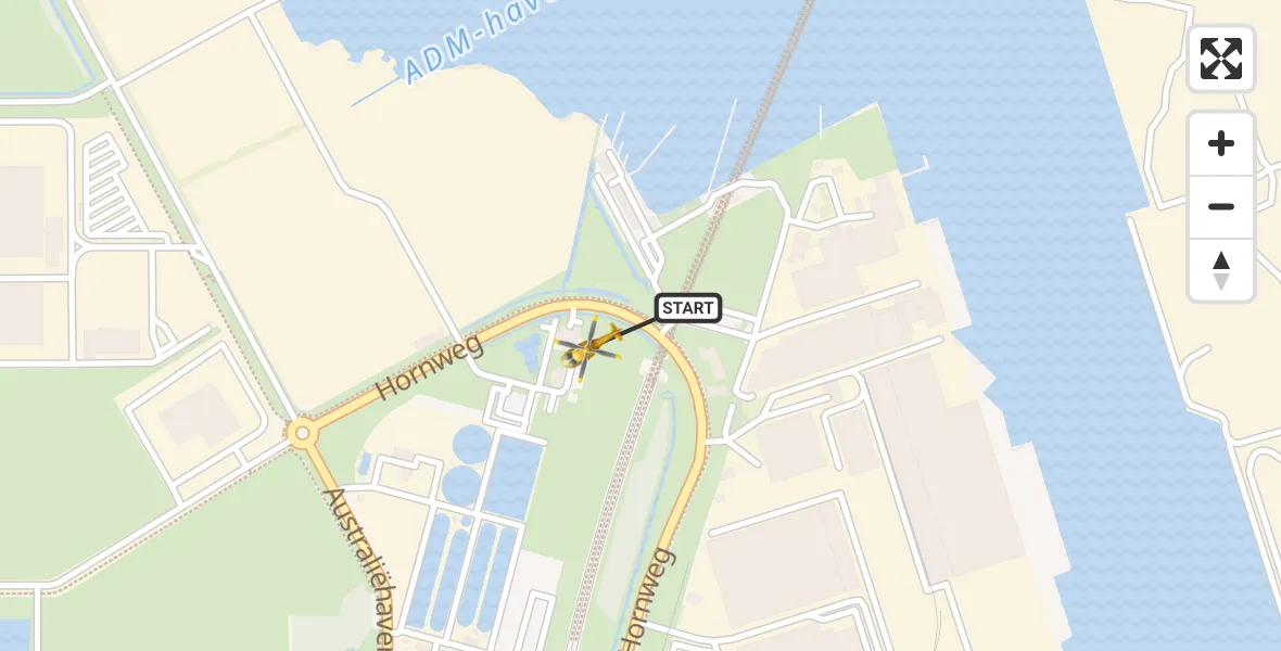 Vluchtroute Traumahelikopter van Amsterdam Heliport naar Amsterdam Heliport