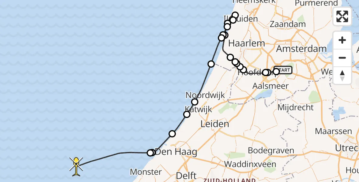 Routekaart van de vlucht: Politieheli naar Loevesteinse Randweg