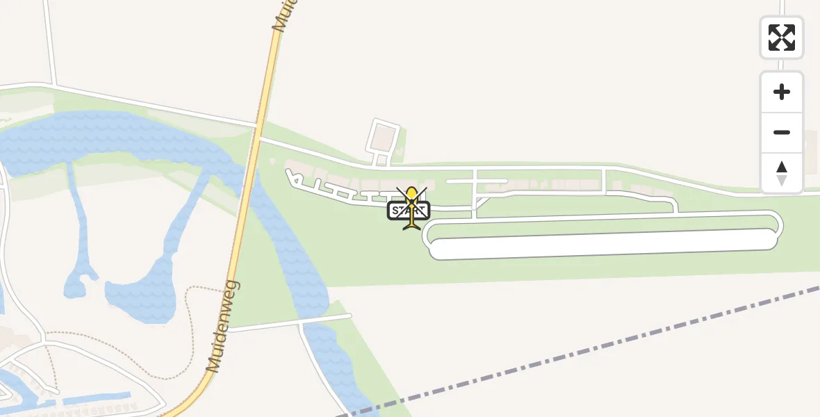 Routekaart van de vlucht: Kustwachthelikopter naar Vliegveld Midden-Zeeland, Calandweg