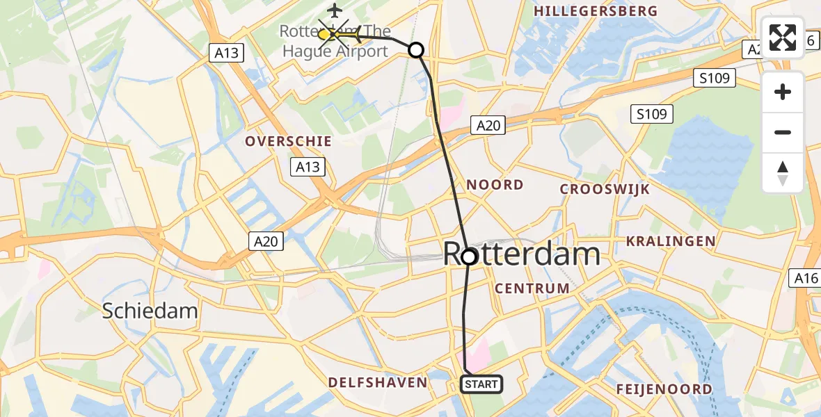 Routekaart van de vlucht: Lifeliner 2 naar Rotterdam The Hague Airport, Van Speykstraat