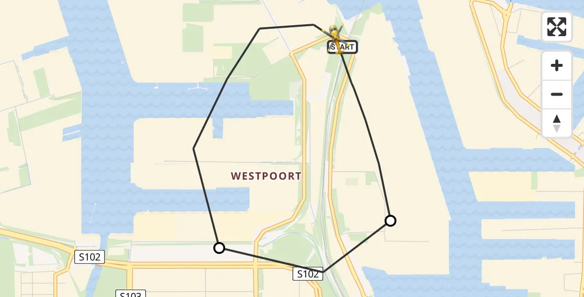 Vluchtroute Traumahelikopter van Amsterdam Heliport naar Amsterdam Heliport